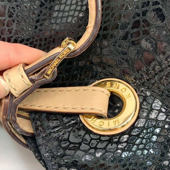 Michael Kors Jet Set Black Embossed Python Tote - Picture 11 of 13